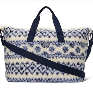 PINK Victoria's Secret Blue and Cream Tote Bag